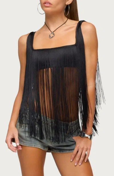 Edikted Eranthe Fringe Tank In Blue