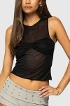 Edikted Erica Gathered Sheer Crop Tank
