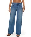 Edikted Ery Wide Leg Mid Rise Medium Rinse Wash Jeans In Blue