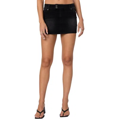 Edikted Eryn Denim Mini Skirt In Black-washed