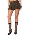 Edikted Erynne Belted Pleated Miniskort In Olive