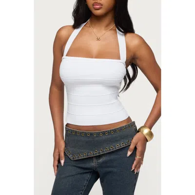 Edikted Esmerela Bandage Crop Halter Top In White