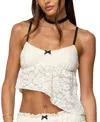 Edikted Este Textured Lace Asymmetric Hem Top