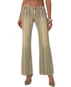 Edikted Eternity Pinstripe Low Rise Flare Jeans In Mix