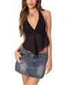 Edikted Ethereal Sheer Chiffon Halter Top In Black