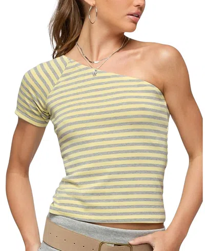 Edikted Eulia One-shoulder Stripe Top In Yellow