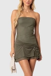 Edikted Evelin Ruched Hem Mini Dress In Olive, Women's At Urban Outfitters