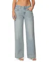 Edikted Everly Studded Low Rise Light Rinse Wash Jeans In Blue