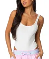 Edikted Evonne Open Back Rib Tank Bodysuit In White