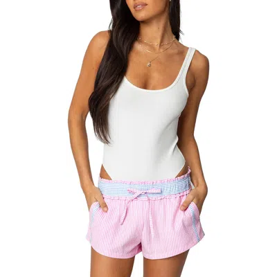 Edikted Evonne Open Back Rib Tank Bodysuit In White