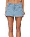 Edikted Eyelet Bow Pocket Low Denim Miniskirt