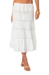 Edikted Eyelet Embroidery Cotton Midi Skirt In White