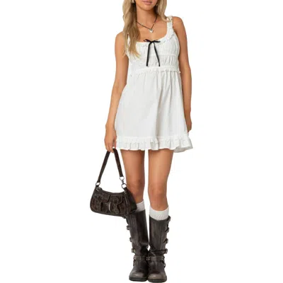 Edikted Ribbon Crochet Mini Dress In White