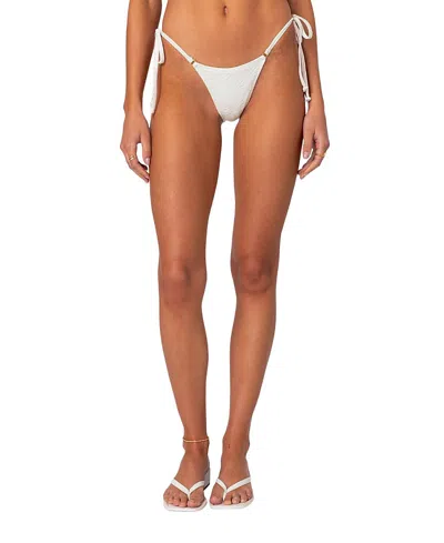 Edikted Eyelet String Bikini Bottoms In White