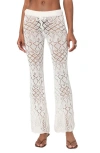 Edikted Fable Mixed Open Stitch Cotton Blend Pants In Cream