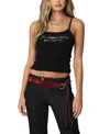 Edikted Fall In Love Rhinestone Tank Top In Black