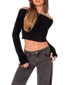 Edikted Farrah Off The Shoulder Crop Top In Black