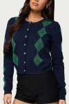Edikted Farren Argyle Cardigan In Blue