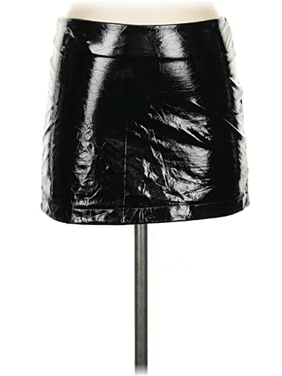 Pre-owned Edikted Faux Leather Skirt In Black