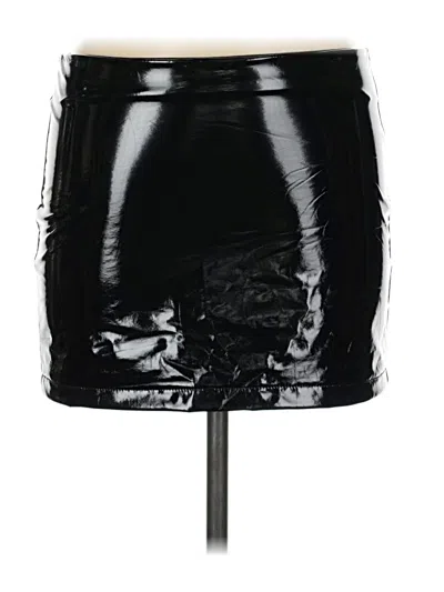 Pre-owned Edikted Faux Leather Skirt In Black