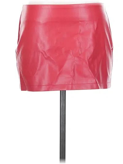 Pre-owned Edikted Faux Leather Skirt In Red