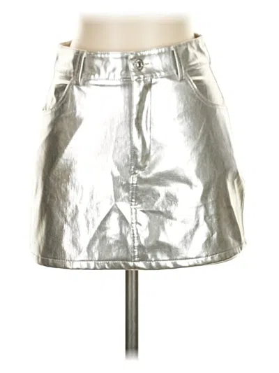 Pre-owned Edikted Faux Leather Skirt In Silver