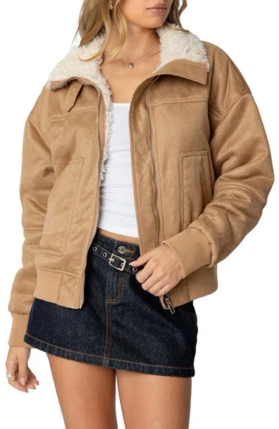EDIKTED EDIKTED FAUX SHEARLING BOMBER JACKET