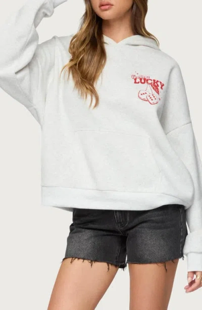 Edikted Feeling Lucky Oversized Sweatshirt In White