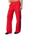 Edikted Felicity Low Rise Nylon Track Pants In Red