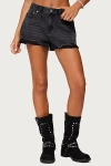 Edikted Fern Mid Rise Denim Shorts In Black, Women's At Urban Outfitters