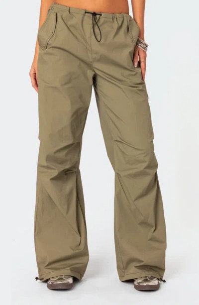 Edikted Fey Cargo Parachute Pants In Olive