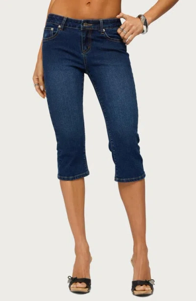Edikted Fifer Low Rise Capri Jeans In Blue