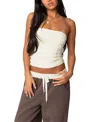 Edikted Fifi Ruched Strapless Tube Top In Cream
