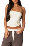 Edikted Fifi Ruched Strapless Tube Top In Cream