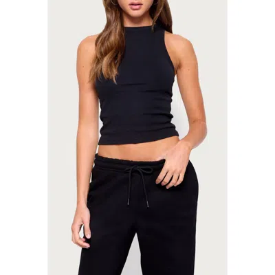 Edikted Filipa High Neck Racerback Crop Rib Tank In Black