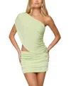 Edikted Fiora One Shoulder Cutout Mini Dress In Green