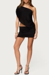 Edikted Fiora One-shoulder Cutout Minidress In Black