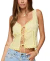 Edikted Fiore Eyelet Tie Front Tank In Yellow