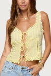 Edikted Fiore Eyelet Tie Front Top In Yellow, Women's At Urban Outfitters