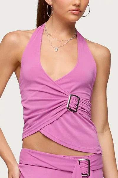 Edikted Fiori Buckle Asymmetric Wrap Top In Pink, Women's At Urban Outfitters