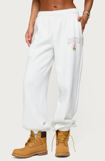 Edikted Flerua Logo Sweatpants In White