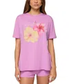 Edikted Fleur Hibiscus Graphic T-shirt In Purple