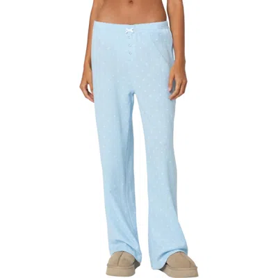 Edikted Petal Printed Waffle Pants In Mix/ Blue