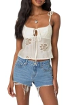 Edikted Floral Embroidered Tie Strap Camisole In Neutral