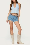 Edikted Floral Eyelet Backless Halter Top In Blue, Women's At Urban Outfitters