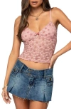 Edikted Floral Lace Semisheer Camisole In Pink