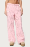 Edikted Floral Low Rise Straight Leg Sweatpants In Pink