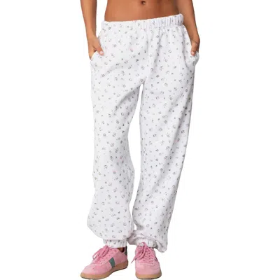 Edikted Floral Oversize Sweatpants In Cream