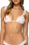 Edikted Floral Ruffle Triangle Bikini Top