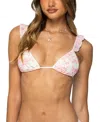 Edikted Floral Ruffle Triangle Bikini Top